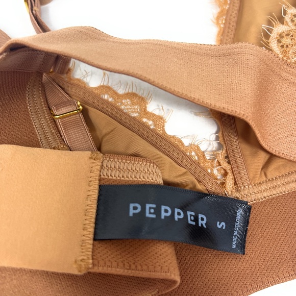Pepper Bra Size Small Tuscan Everyday Lace Bralette Triangle Tan Lacy NWT NEW - Picture 5 of 7